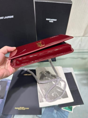 SAINT LAURENT Cassandre Strap leather phone case