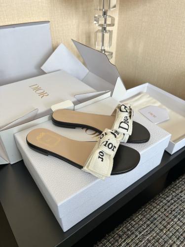 J'Adior Slide Black Embroidered Cotton