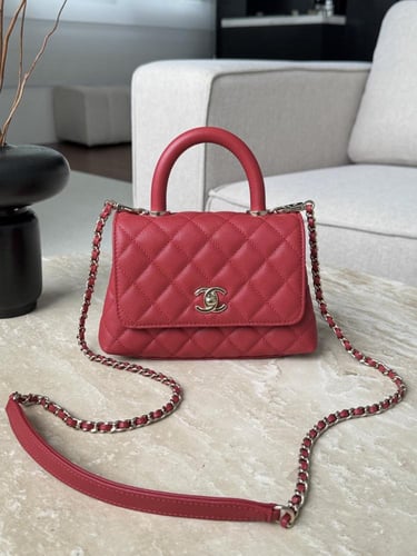 chanel coco handle mini red