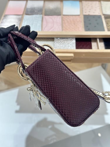 Lady Dior Mini Lizard Gradient Burgundy