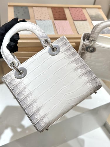 Christian Dior Small Lady Dior Tote White Himalaya...