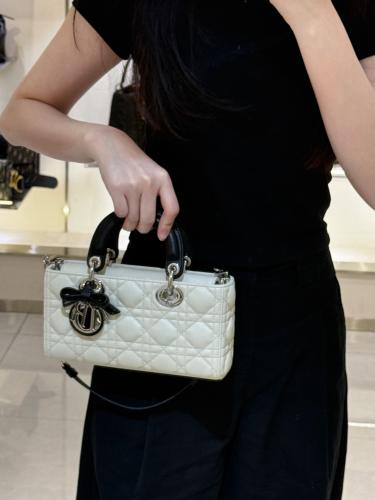 Lady D-Joy Small Bag Two-Tone Latte and Black Cann...