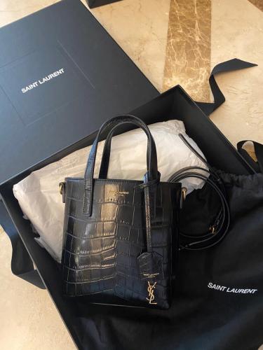 MINI TOY SHOPPING SAINT LAURENT IN CROCODILE-EMBOS...