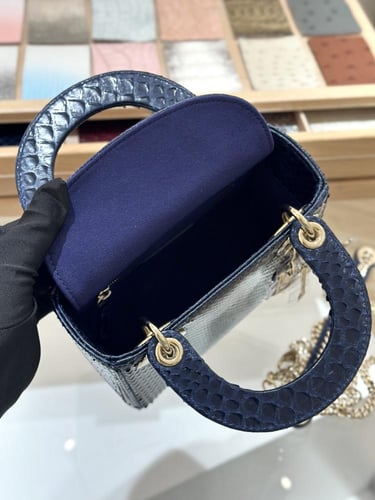 Mini lady dior blue lizard