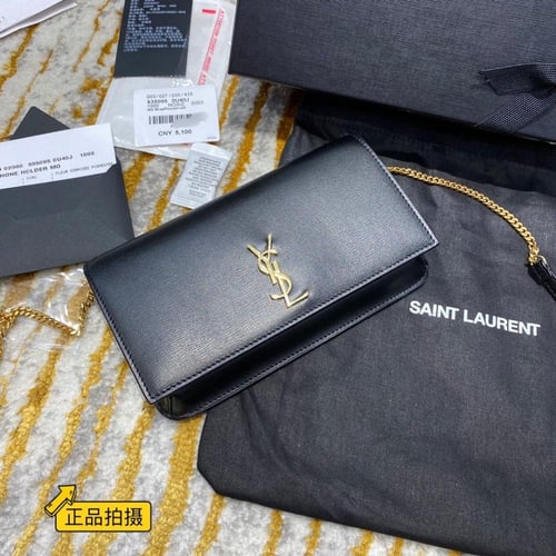 SAINT LAURENT Cassandre Strap leather phone case