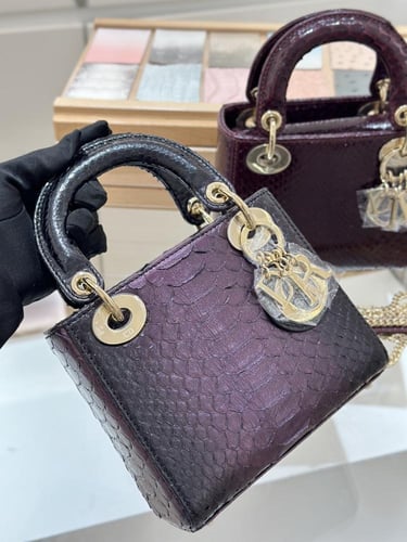 Lady Dior Mini Lizard Gradient Burgundy