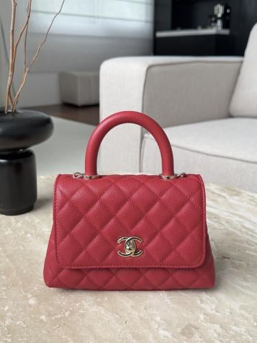 chanel coco handle mini red