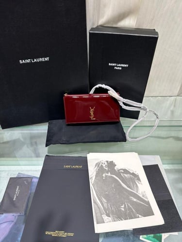 SAINT LAURENT Cassandre Strap leather phone case