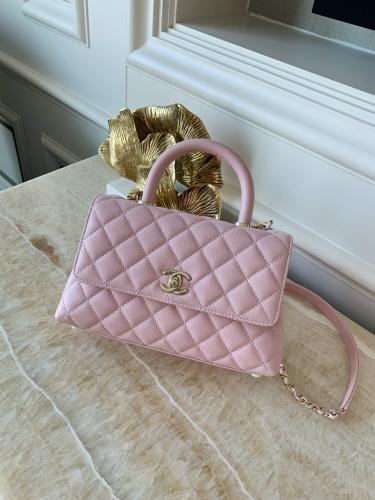 chanel coco handle small Light Pink Caviar