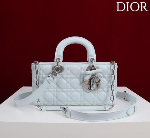 Medium Lady D-Joy Bag Ice Blue Cannage Lambskin