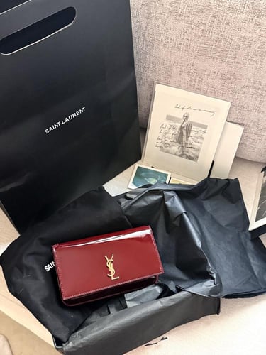 SAINT LAURENT Cassandre Strap leather phone case