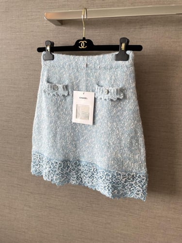 Elegant Sky Blue Tweed Set