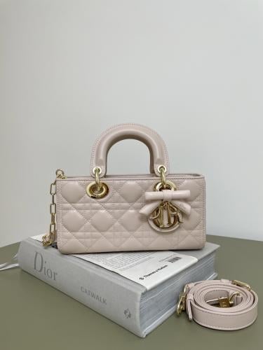 Small Lady D-Joy Bag Powder Beige Cannage Lambskin
