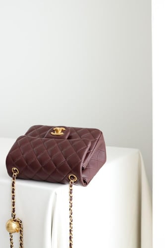 CHANEL FLAP BAG MINI Burgundy 24k