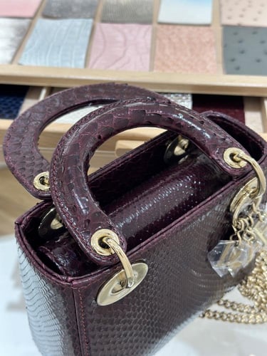 Lady Dior Mini Lizard Gradient Burgundy