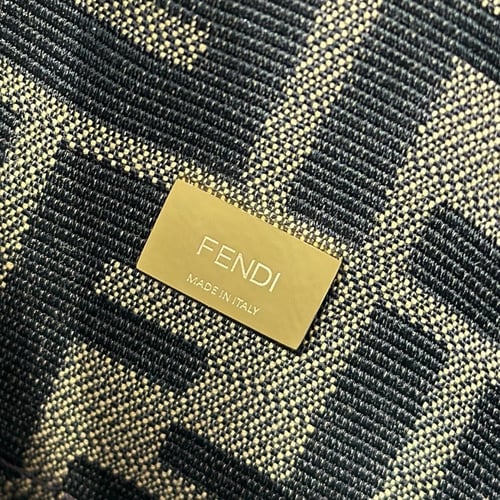 Baguette® Mini Brown FF jacquard fabric bag