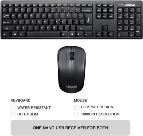 لوحة مفاتيح لاسلكية وماوس لينوفو باللغة العربية وا...