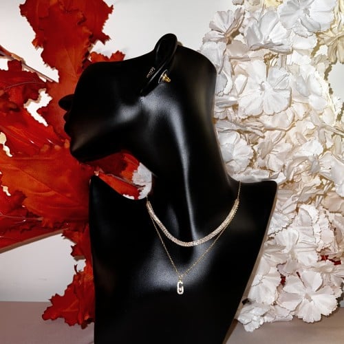 طقـــم سلسـال مع حـلق ميسيكـــا بفصوص