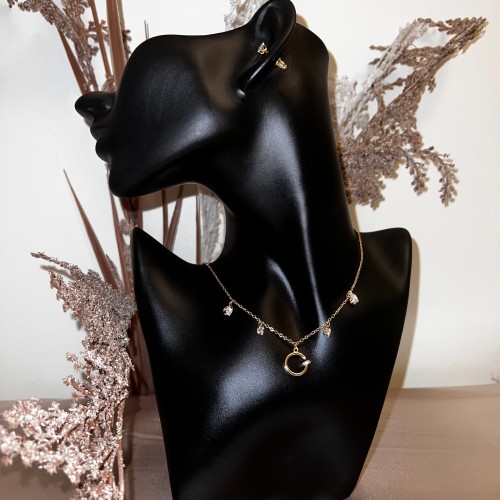 طقــم سلـسال مع حلـق ذهـــبي