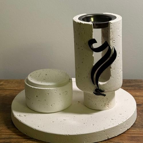 The new travertine incense holder with the logo