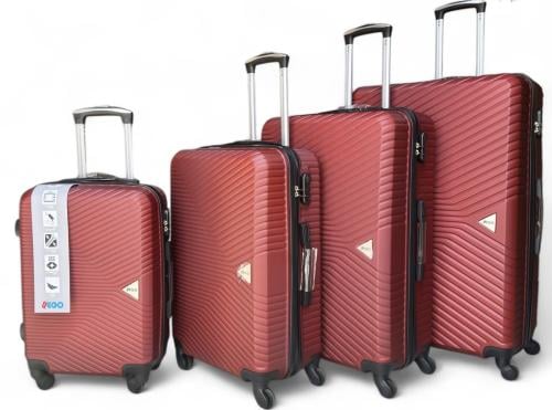 شنط سفر اربع قطع مقاسات كبيره | ريد غامق