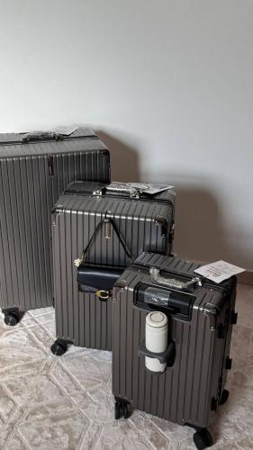 شنط سفر 3 قطع بوكس بدون سحاب(رصاصي غامق) | امان اك...