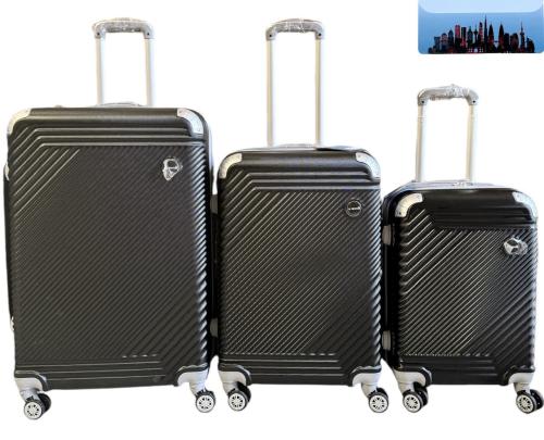 طقم شنط اسود سفر ثلاث قطع بحوائف حامية للحقيبة | ا...