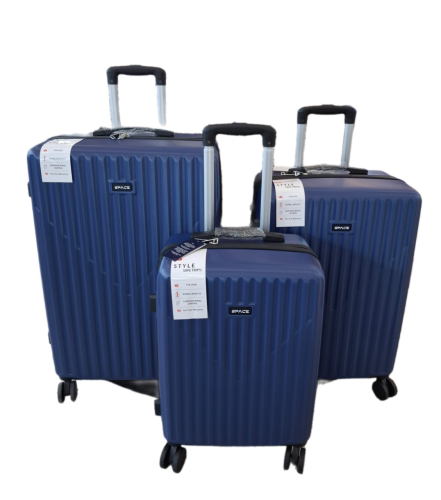 طقم شنط سفر ثلاث قطع دبل كفرات | أزرق