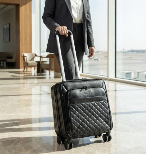 شنطة سفر بزنس من الجلد والفايبر | 16 انش