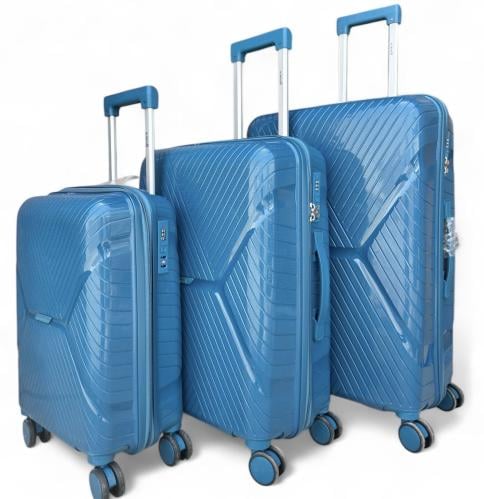 شنطة سفر ازرق بحري ثلاث قطع مقاوم للكسر من اكيات ل...