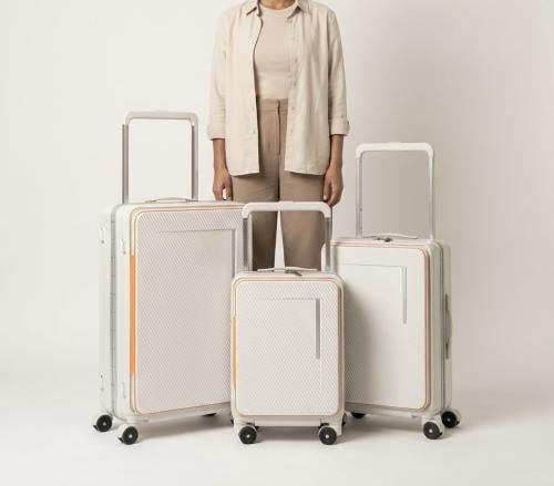 طقم حقائب سفر أنيق 3 قطع بقفل أمان وعجلات 360-ابيض