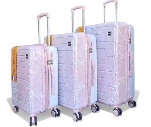 شنط سفر ثلاث قطع مصممه بشكل انيق | وردي