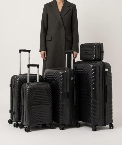 شنط سفر خمس قطع بمقاسات كبيره - ضد الكسر اسود