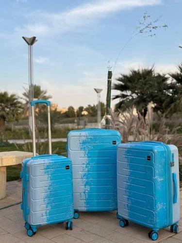 شنط سفر ثلاث قطع بتصميم جديد | sky blue