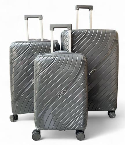 طقم شنط سفر 3 قطع دبل كفرات بعجلات مزدوجة لون دارك...