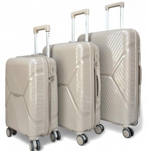 شنطة سفر كاكي غامق ثلاث قطع مقاوم للكسر من اكيات ل...