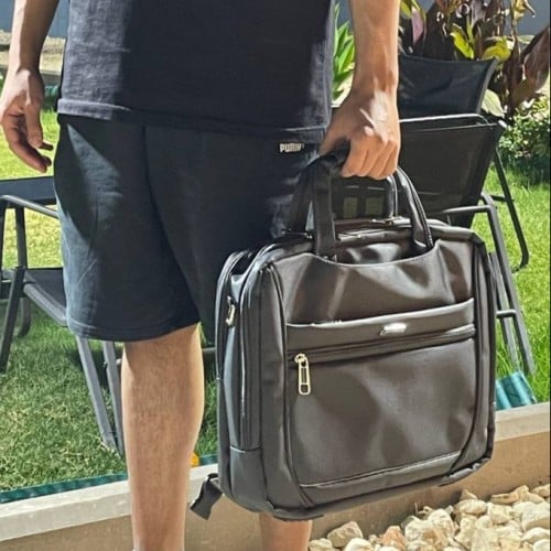 شنطة ظهر و يد ٣ في ١ لون اسود | قماش