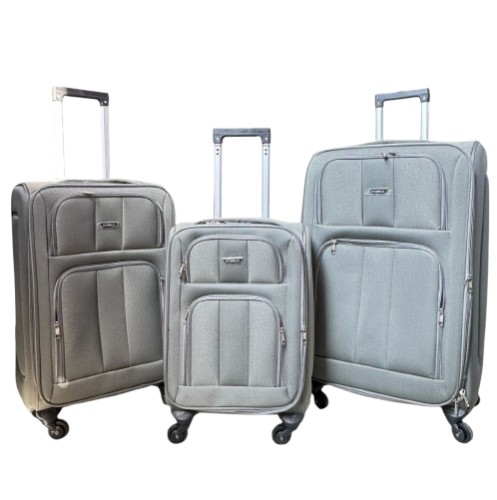 طقم شنط سفر قماش - رمادي