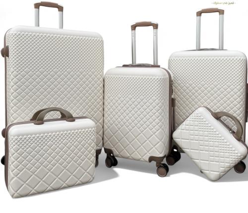 طقم شنط سفر موديل ٩٧٧ بيج وكاكي خمس قطع مختلفة الم...