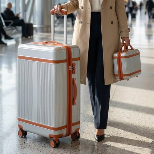 حقائب سفر أربع قطع لون سلفر وكاكي | كوكليشن جديد