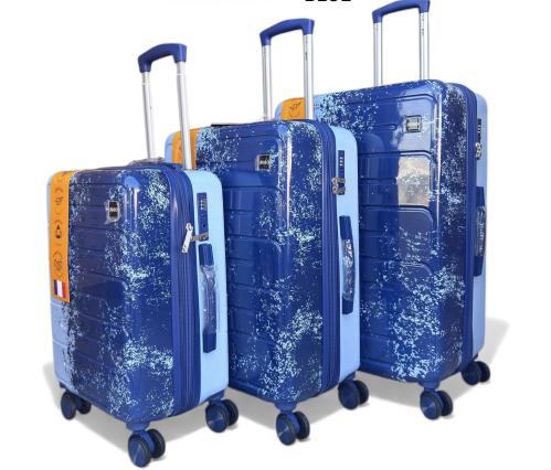 شنط سفر ثلاث قطع باللوان العصرية الجديدة | أزرق وأ...