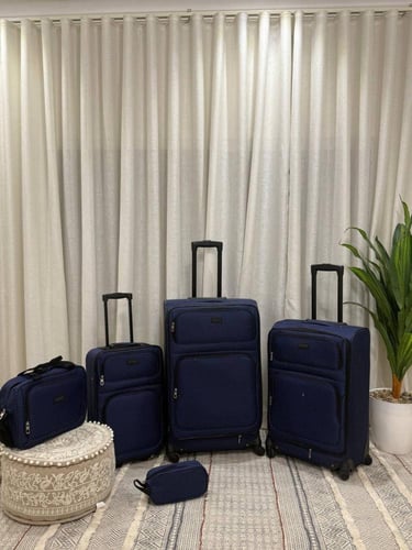 شنط سفر 5 قطع قماشية مع توسعة إضافية من اكيات للحق...