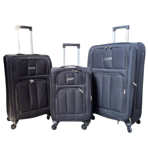 طقم شنط سفر قماش - اسود