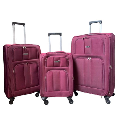 طقم شنط سفر قماش - وردي