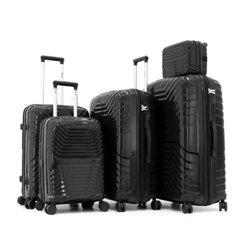 شنط سفر خمس قطع بمقاسات كبيره - ضد الكسر اسود