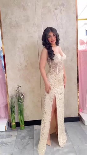 فستان الخامه /كردانه ترتر سهره + مبطن تفته استرتش