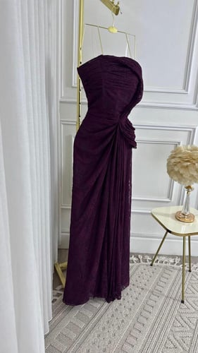 فستان سهرة عنابي درابيه شيفون جورجيت – Burgundy Ge...