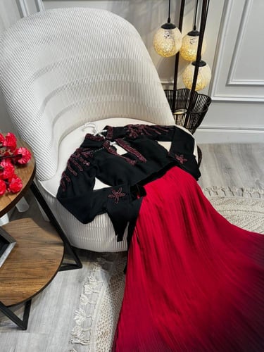 فستان العيد من الخامه / جورجيت شيفون طباعه + بليسي...