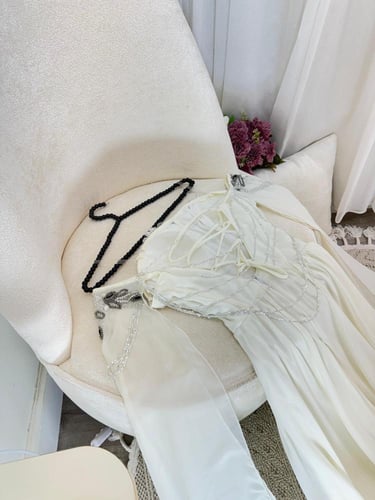 فستان الخامه /:جورجيت -هدب تطريز يدوي-كرستال