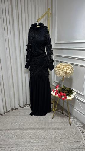 فستان سهرة أسود ملكي بتطريز فاخر – Black Royal Emb...
